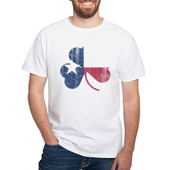 CafePress - Vintage Irish Texas Flag Shamrock T Shirt - Men's Classic Cotton T-Shirts