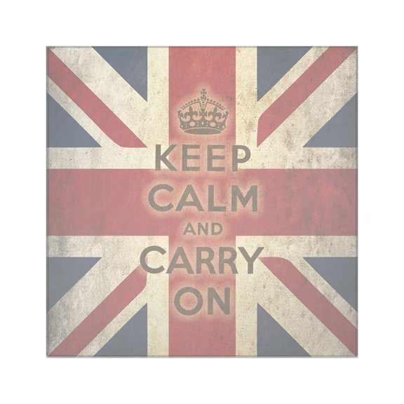 CafePress - Vintage Keep Calm And Carry On Square Sticker 3 X - Square Sticker 3" x 3"
