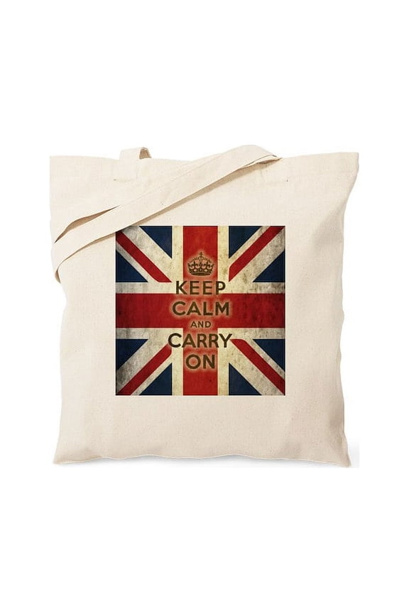 - Vintage Keep Calm And Carry On Tote Bag - Unisex Canvas Tote Bag, Beige, 1-Piece
