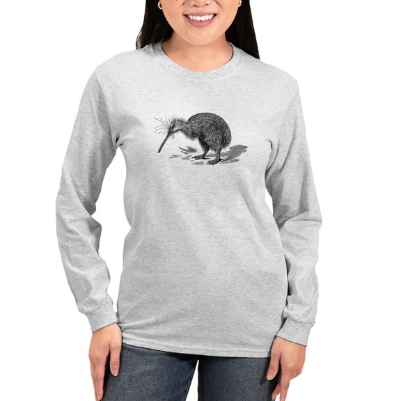 CafePress - Vintage Kiwi Bird New Zealand Long Sleeve T Shirt - Women's Long Sleeve Graphic Casual T-Shirt