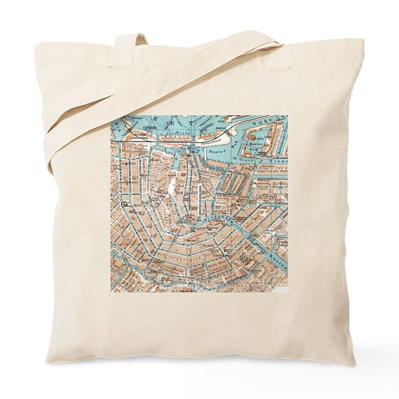 CafePress - Vintage Map Of Amsterdam (1905) Tote Bag - Unisex Canvas Tote Bag, Beige, 1-Piece