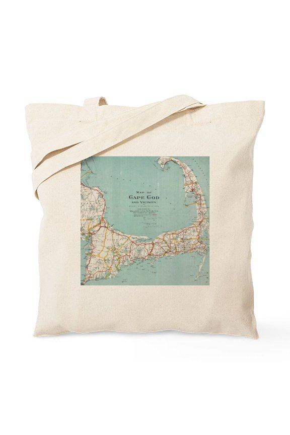 - Vintage Map Of Cape Cod (1917) Tote Bag - Unisex Canvas Tote Bag, Beige, 1-Piece