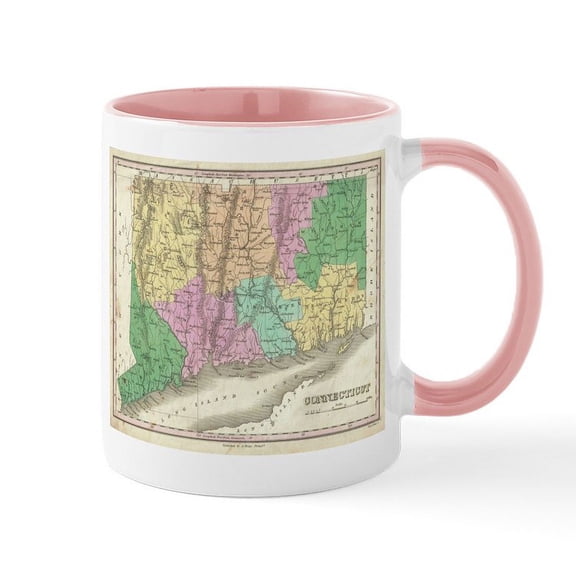 CafePress - Vintage Map Of Connecticut (1827) Mugs - 11 oz Ceramic Mug - Novelty Coffee Tea Cup