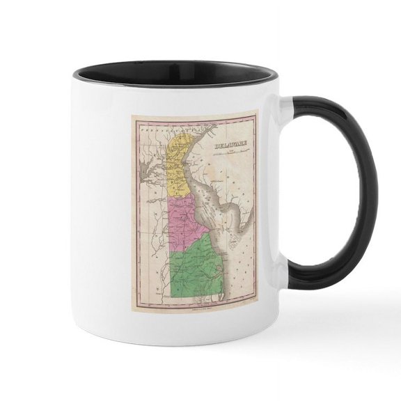 CafePress - Vintage Map Of Delaware (1827) Mugs - 11 oz Ceramic Mug - Novelty Coffee Tea Cup