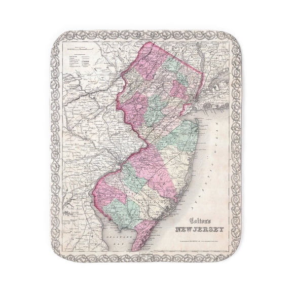 CafePress - Vintage Map Of New Jersey (1855) Sherpa Fleece Thr - Sherpa Fleece Throw Blanket 60" x 50"