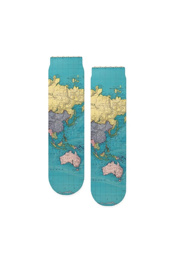 - Vintage Map Of The World (1897) - Unisex Novelty Printed Crew Adult Socks