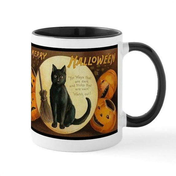 CafePress - Vintage Merry Halloween Mug - 11 oz Ceramic Mug - Novelty Coffee Tea Cup