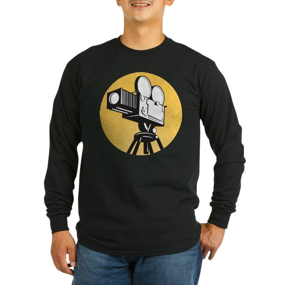 CafePress - Vintage Movie Camera Long Sleeve Dark T Shirt - Long Sleeve Dark T-Shirt