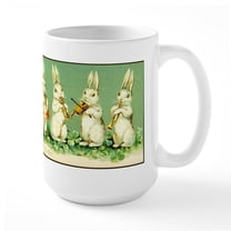 CafePress - Vintage Musical Easter Bunnies Large Mug Mugs - 15 oz Ceramic Large White Novelty Mug