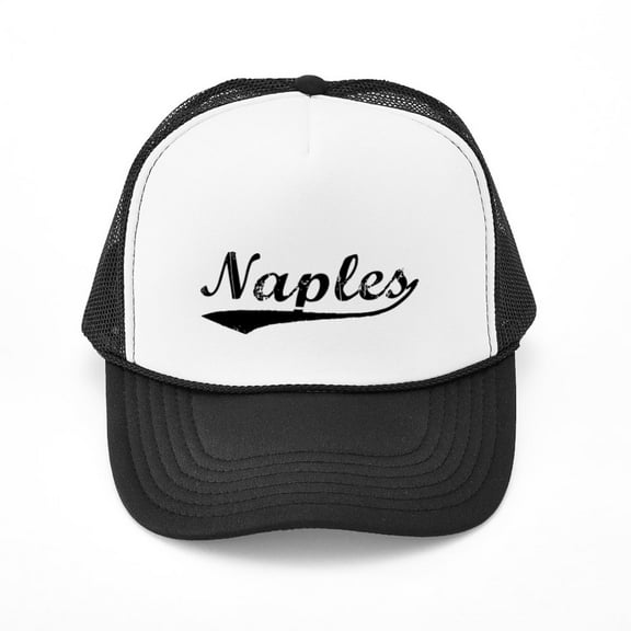 CafePress - Vintage Naples (Black) - Adjustable Unisex Printed Trucker Hat with Mesh Back