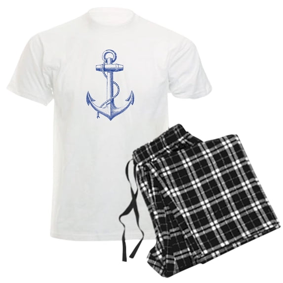 CafePress - Vintage Navy Blue Anchor Pajamas - Men's Light Loose Fit Cotton Pajama Set