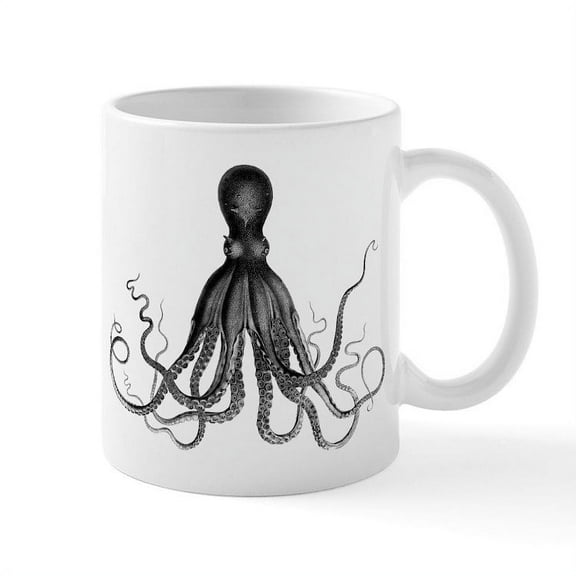 CafePress - Vintage Octopus Mugs - 11 oz Ceramic Mug - Novelty Coffee Tea Cup