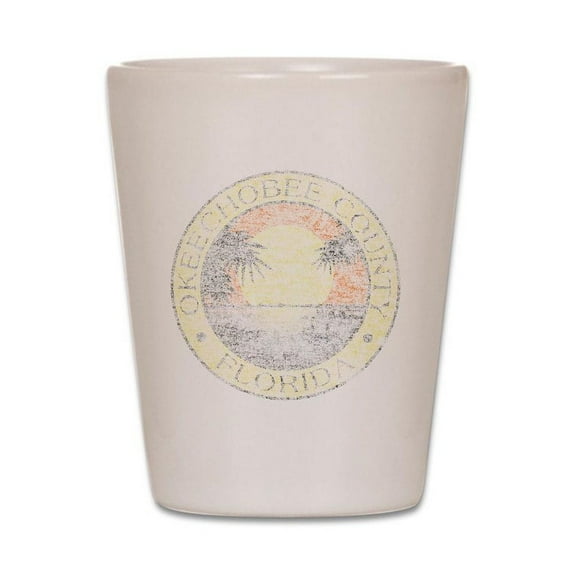 CafePress - Vintage Okeechobee County - White Shot Glass, Unique and Funny Shot Glass