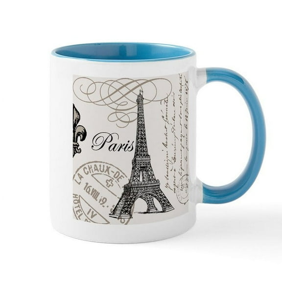 CafePress - Vintage Paris Eiffel Tower Mug - 11 oz Ceramic Mug - Novelty Coffee Tea Cup