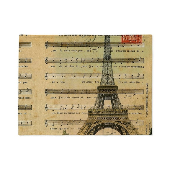 CafePress - Vintage Paris Eiffel Tower Music Notes Fashion - Soft Fleece Throw Stadium Blanket, 30"x40"