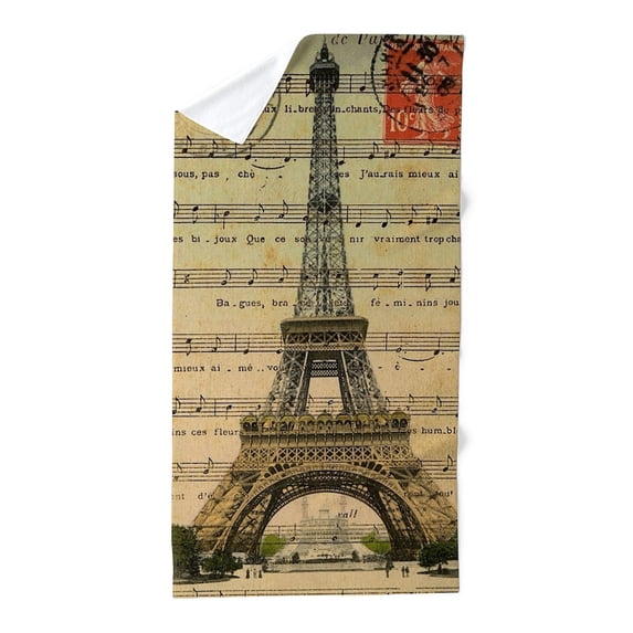 CafePress - Vintage Paris Eiffel Tower Music Notes - Large Beach Towel, Soft 30"x60" Towel with Unique Design