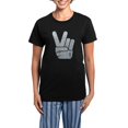 thumbnail image 1 of CafePress - Vintage Peace Sign Women's Dark Pajamas - Women's Short Sleeve Print T-Shirt and Pants Dark Cotton Pajama Set, 1 of 7