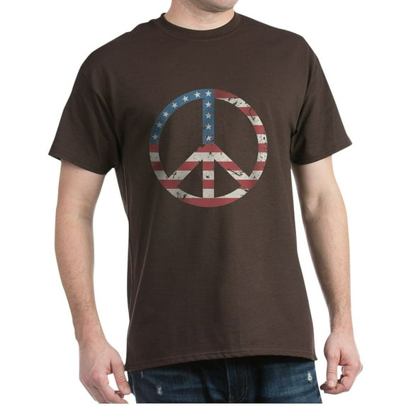 CafePress - Vintage Peace USA Dark T Shirt - Men's Classic Graphic Cotton T-Shirt