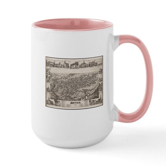 CafePress - Vintage Pictorial Map Of Dover Delaware (1885 Mugs - 15 oz Ceramic Large White Novelty Mug