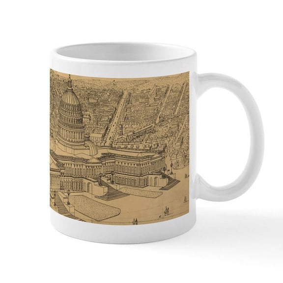 CafePress - Vintage Pictorial Map Of Washington D.C. (187 Mugs - 11 oz Ceramic Mug - Novelty Coffee Tea Cup