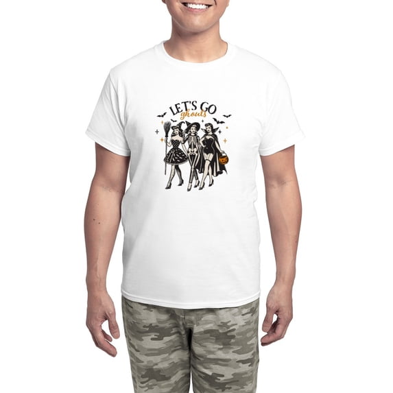 CafePress - Vintage Pin Up Girls Let's Go Ghouls Halloween - Men's Light Loose Fit Cotton Pajama Set