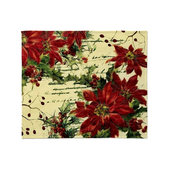 CafePress - Vintage Poinsettia And Holly Throw Blanket - Soft Fleece Throw Blanket, 50"x60" for All Ages