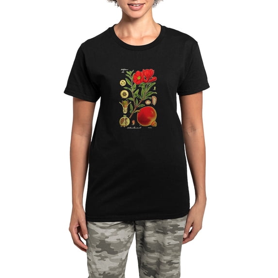 CafePress - Vintage Pomegranate Women's Dark Pajamas - Women's Short Sleeve Print T-Shirt and Pants Dark Cotton Pajama Set