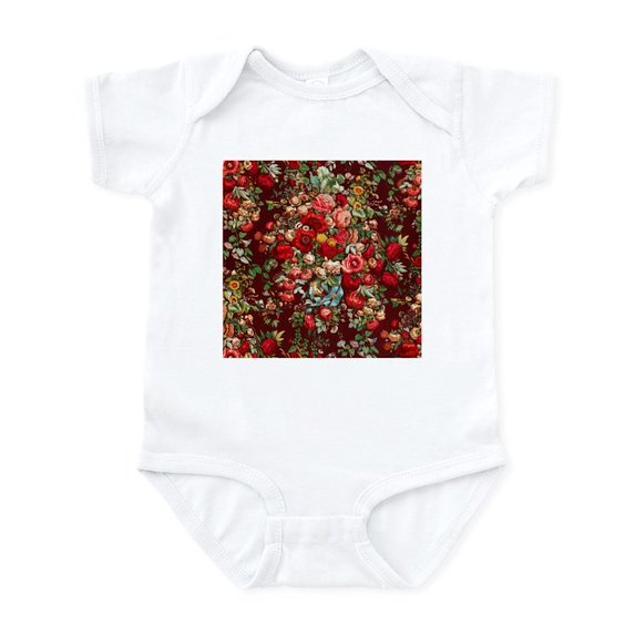 CafePress - Vintage Red Floral Pattern Body Suit - Baby Light Bodysuit, Size Newborn - 24 Months