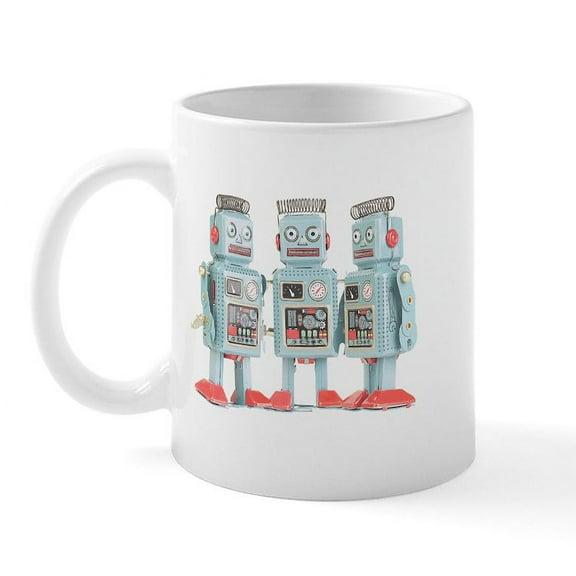 CafePress - Vintage Robots Mug - 11 oz Ceramic Mug - Novelty Coffee Tea Cup