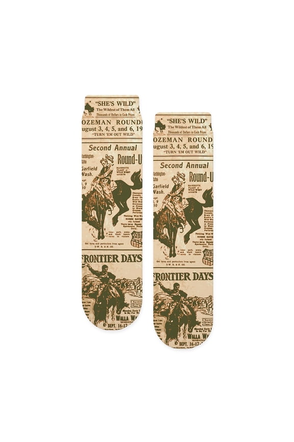 - Vintage Rodeo Round Up - Unisex Novelty Printed Crew Adult Socks