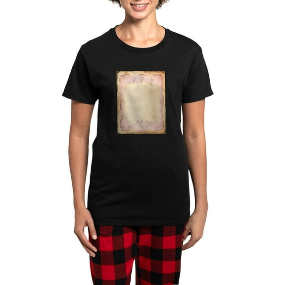 CafePress - Vintage Rose Frame Pajamas - Women's Short Sleeve Print T-Shirt and Pants Dark Cotton Pajama Set