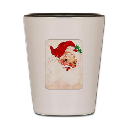 CafePress - Vintage Santa 4 - White/Black Shot Glass, Unique and Funny Shot Glass