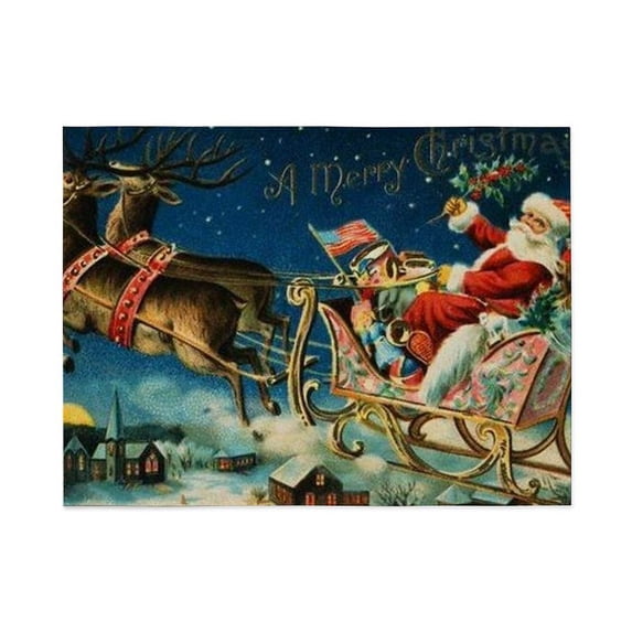 CafePress - Vintage Santa Claus Sleigh Christmas Holiday - Large Plush Fleece Throw Blanket, 80" L x 60" W