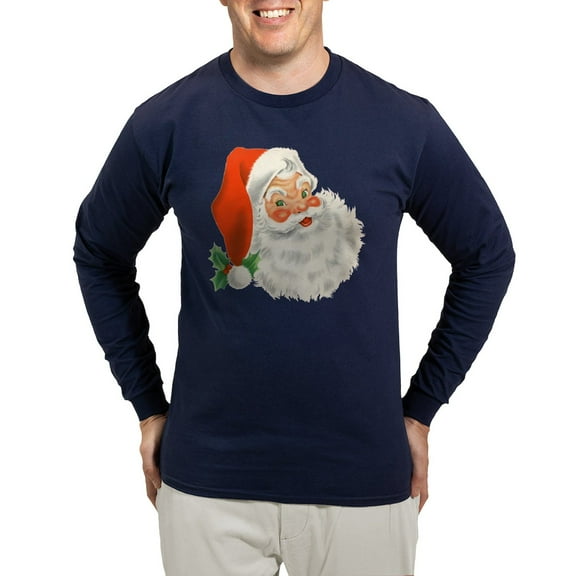 CafePress - Vintage Santa Long Sleeve T Shirt - Long Sleeve Dark T-Shirt