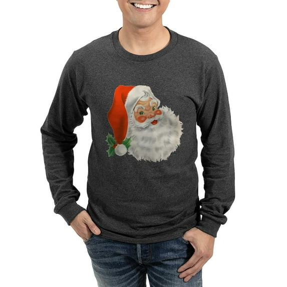 CafePress - Vintage Santa Long Sleeve T Shirt - Long Sleeve Dark T-Shirt