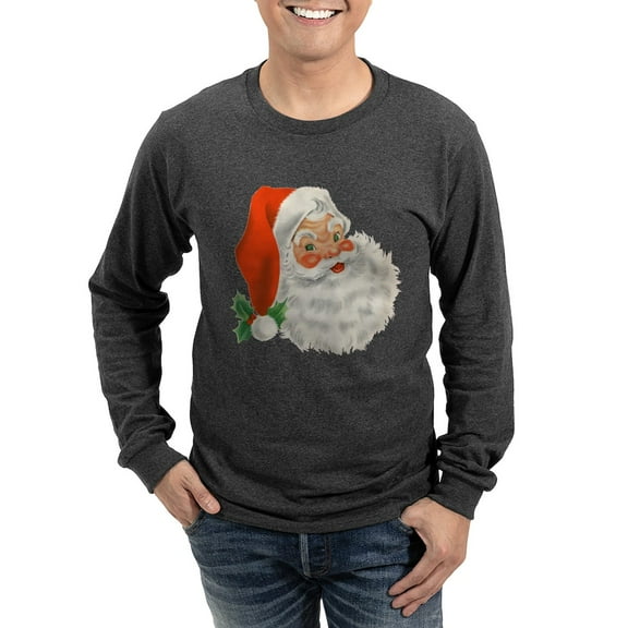 CafePress - Vintage Santa Long Sleeve T Shirt - Long Sleeve Dark T-Shirt