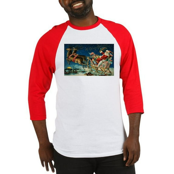 CafePress - Vintage Santa Sleigh Baseball Jersey - Cotton Baseball Jersey, 3/4 Raglan Sleeve Shirt