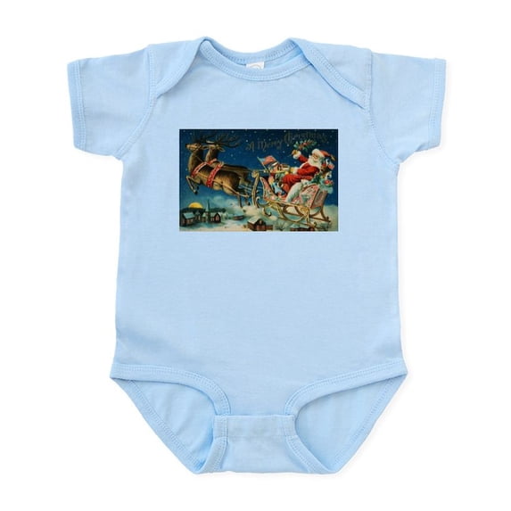 CafePress - Vintage Santa Sleigh Body Suit - Baby Light Bodysuit, Size Newborn - 24 Months