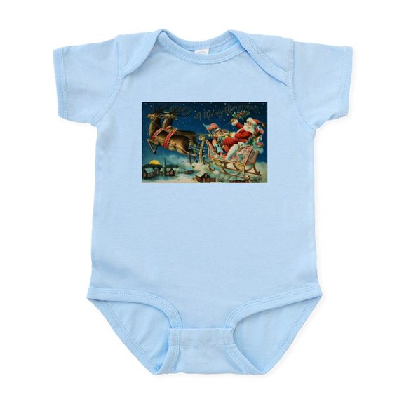 CafePress - Vintage Santa Sleigh Body Suit - Baby Light Bodysuit, Size Newborn - 24 Months