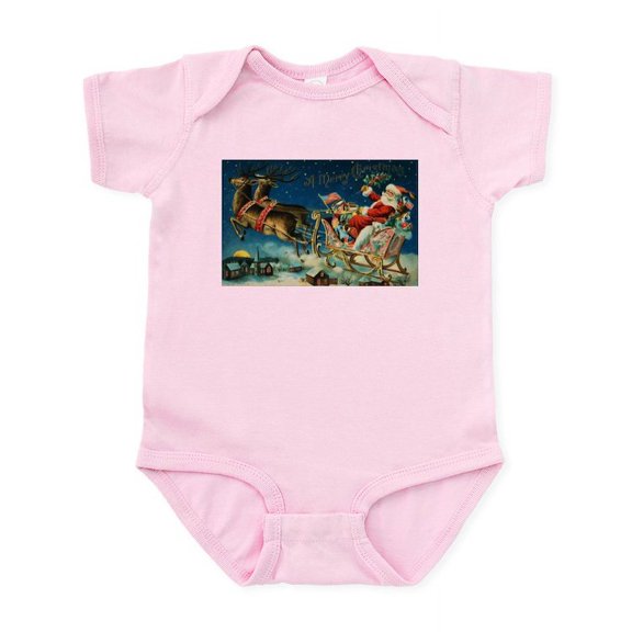 CafePress - Vintage Santa Sleigh Body Suit - Baby Light Bodysuit, Size Newborn - 24 Months