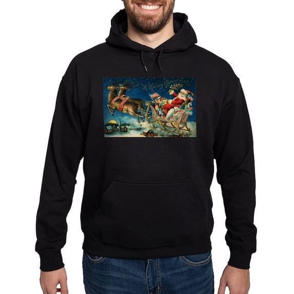 CafePress - Vintage Santa Sleigh Hoodie (Dark) - Pullover Hoodie, Classic, Comfortable Hooded Sweatshirt