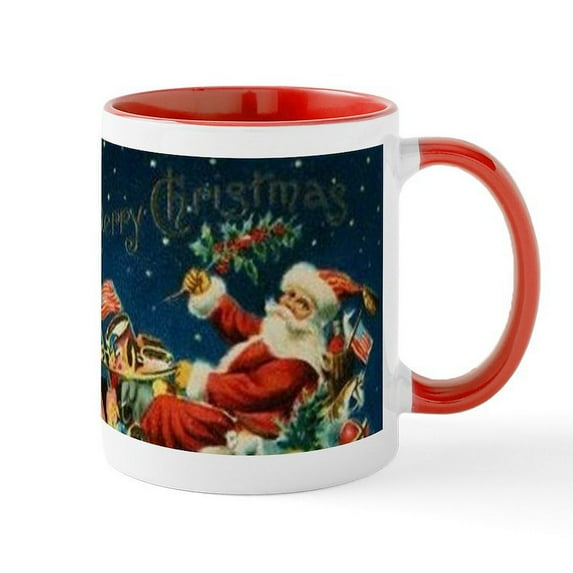 CafePress - Vintage Santa Sleigh Mugs - 11 oz Ceramic Mug - Novelty Coffee Tea Cup