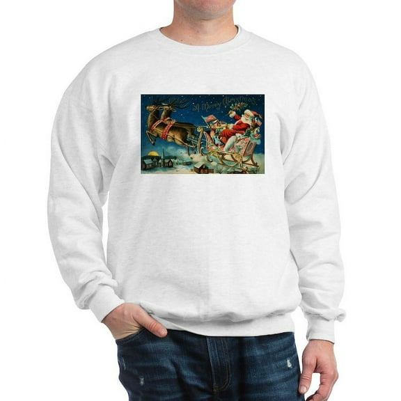 CafePress - Vintage Santa Sleigh Sweatshirt - Crew Neck Sweatshirt