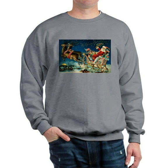 CafePress - Vintage Santa Sleigh Sweatshirt - Crew Neck Sweatshirt