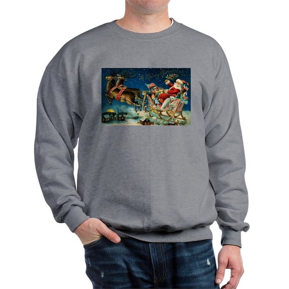 CafePress - Vintage Santa Sleigh Sweatshirt - Crew Neck Sweatshirt
