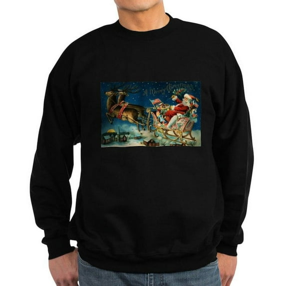 CafePress - Vintage Santa Sleigh Sweatshirt (Dark) - Classic Crew Neck Sweatshirt