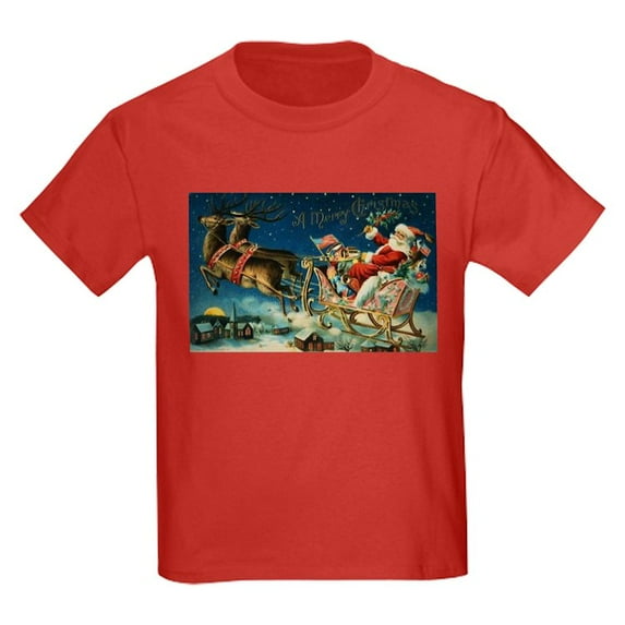 CafePress - Vintage Santa Sleigh T Shirt - Dark T-Shirt Kids XS-XL