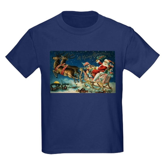 CafePress - Vintage Santa Sleigh T Shirt - Dark T-Shirt Kids XS-XL