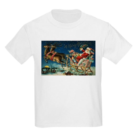 CafePress - Vintage Santa Sleigh T Shirt - Light T-Shirt Kids XS-XL