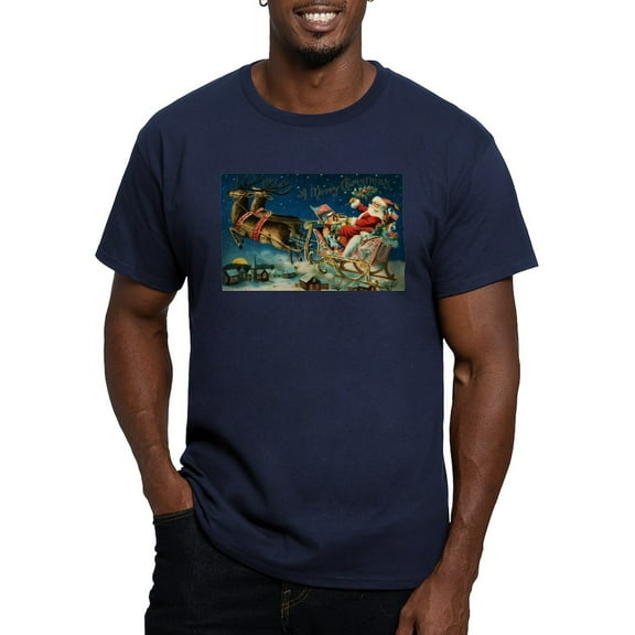 CafePress - Vintage Santa Sleigh T Shirt - Men's Fitted T-Shirt